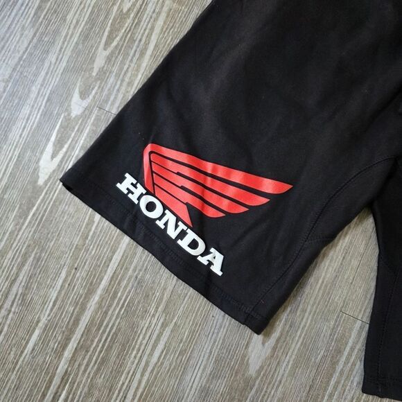 Honda Fleece Shorts Racing Motorcycle JT Team Black Red Wing Logos Men's Large L - Picture 3 of 8